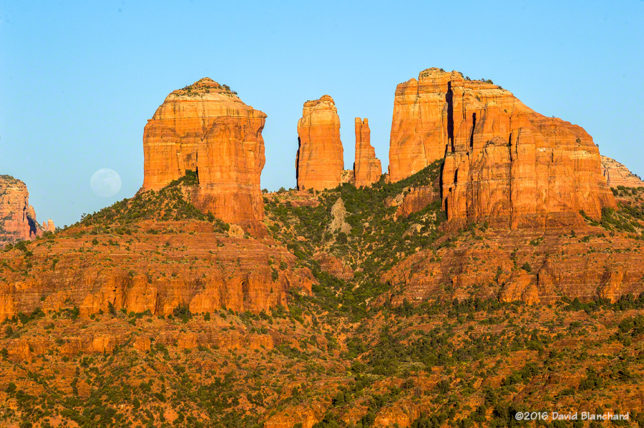 Moonrise near Cathedral Rock, Sedona, Arizona.