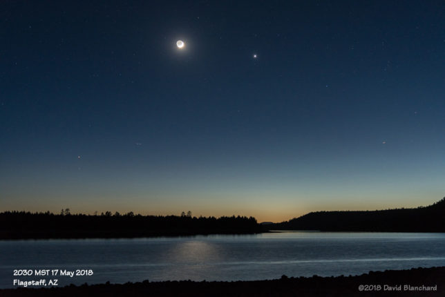 Moon and Venus above Lake Mary.