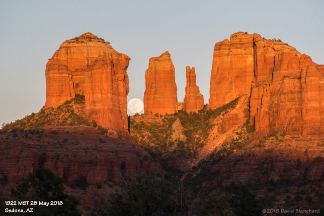 Moonrise above Cathedral Rock in Sedona, Arizona.