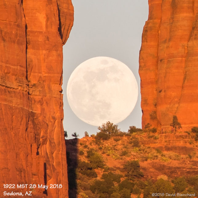 Moonrise above Cathedral Rock in Sedona, Arizona.