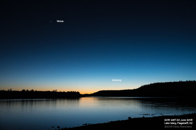 Venus and Mercury in evening twilight.