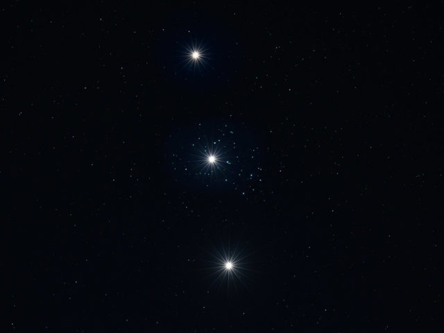 Composite image of Venus and Pleiades.