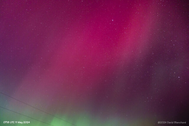 Looking north as the substorm began to subside and the aurora retreated to the north.