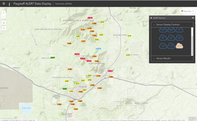 June rainfall totals for the Flagstaff raingage network.