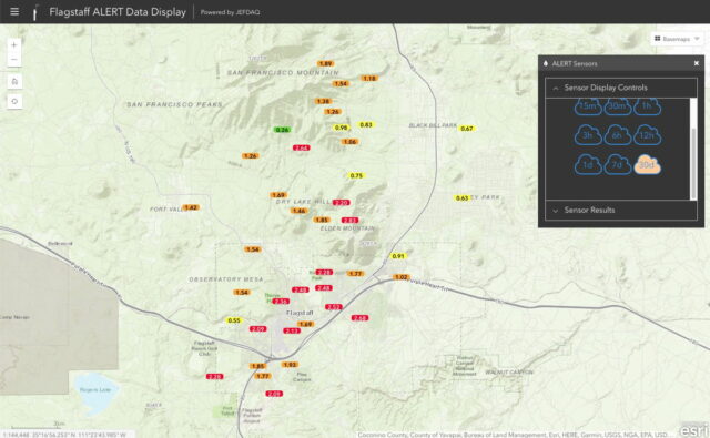 July total rainfall from the Flagstaff raingauge network.