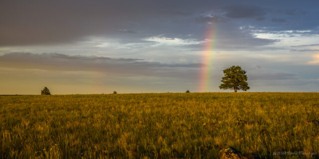 A short segment of a rainbow above the grasslands of Anderson Mesa in northern Arizona.