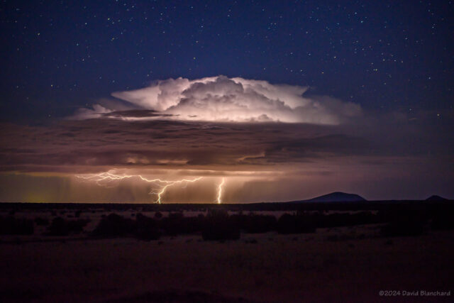 A distant storm over the Painted Desert. 