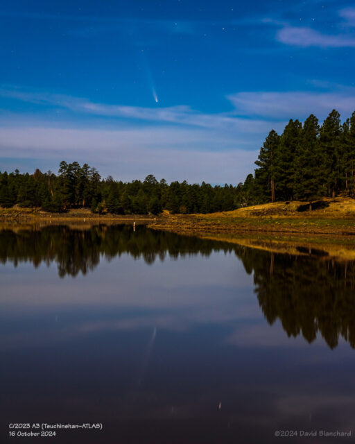 Comet and reflection in the still waters of Lake Mary. 16 October 2024.